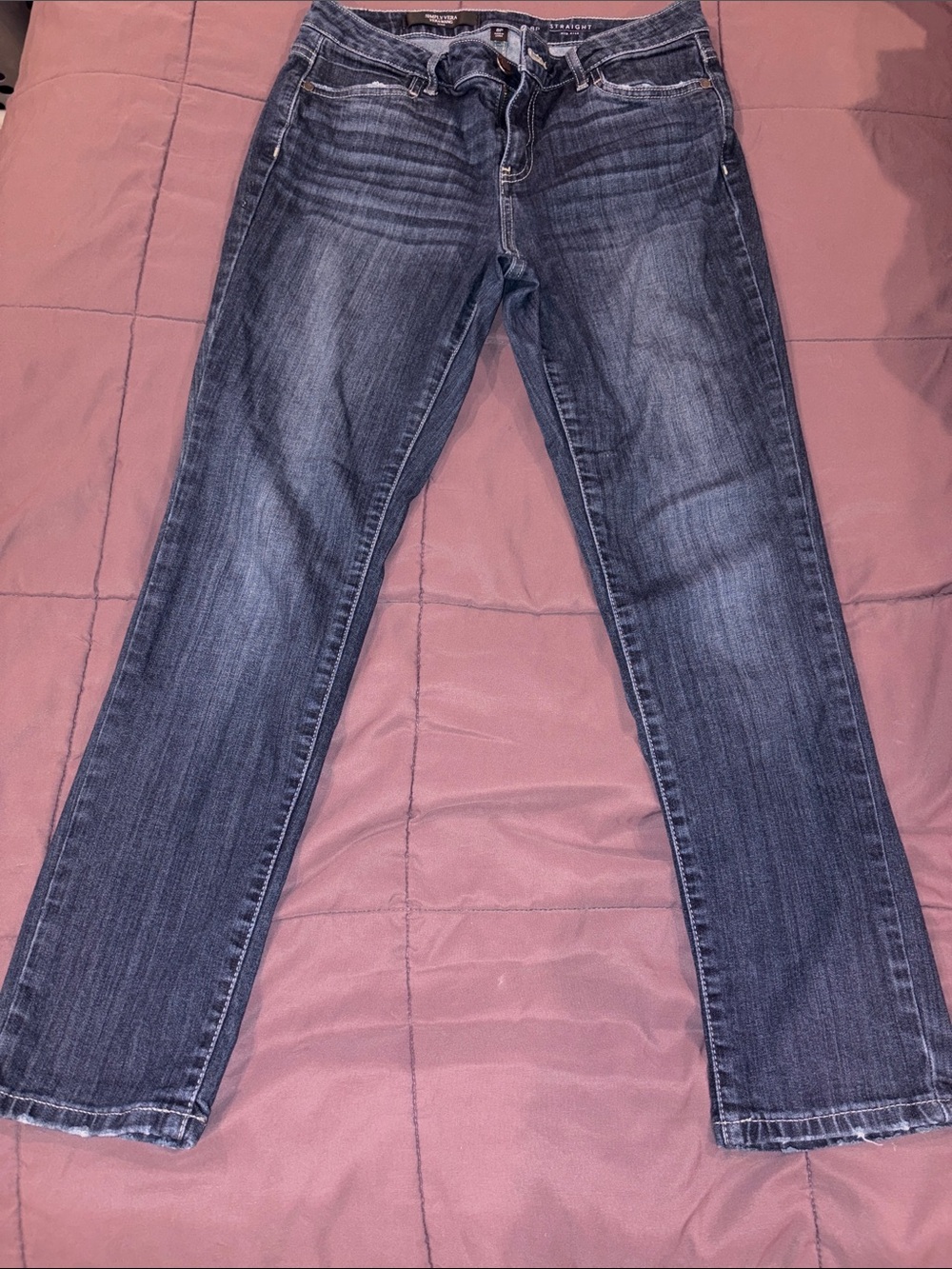 Simply Vera Vera Wang Women's Medium Blue Straight-Leg Jeans Size 8p